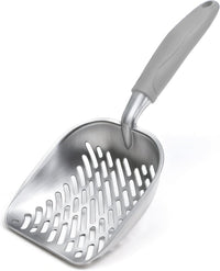Cat Litter Scoop, Kitty Metal Scooper with Long Handle – Daily Care for Cats - Medium / Gray