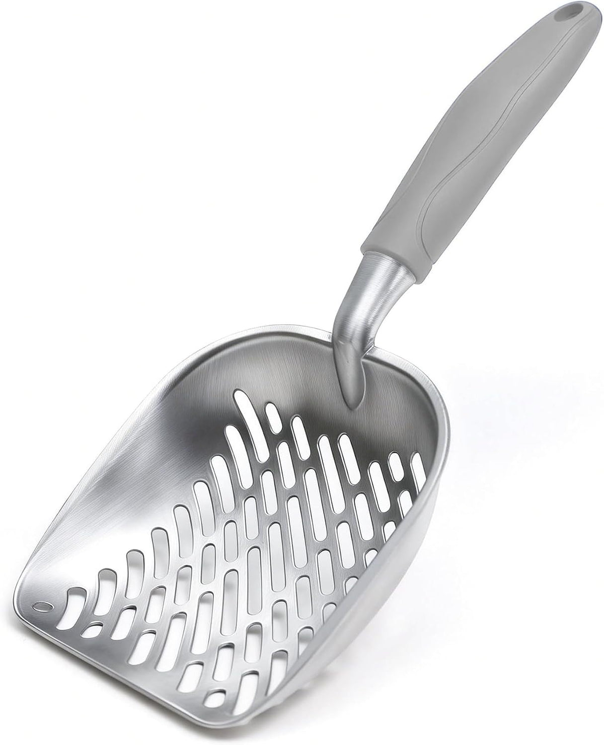 Cat Litter Scoop, Kitty Metal Scooper with Long Handle – Daily Care for Cats - Medium / Gray
