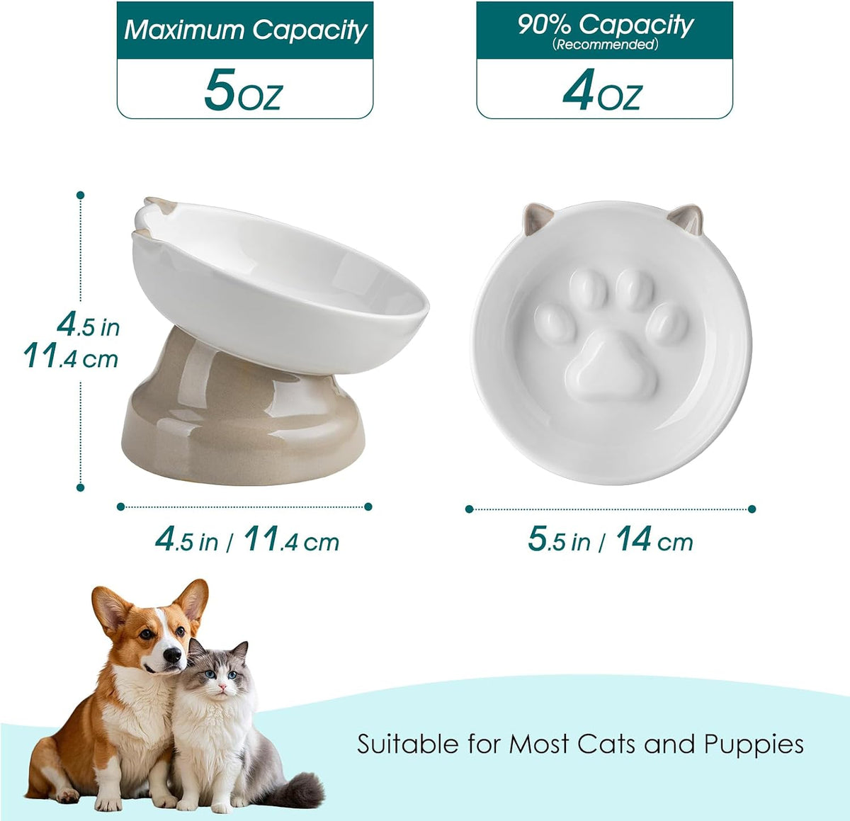 vancasso Slow Feeder Cat Bowls - Grey - image 2