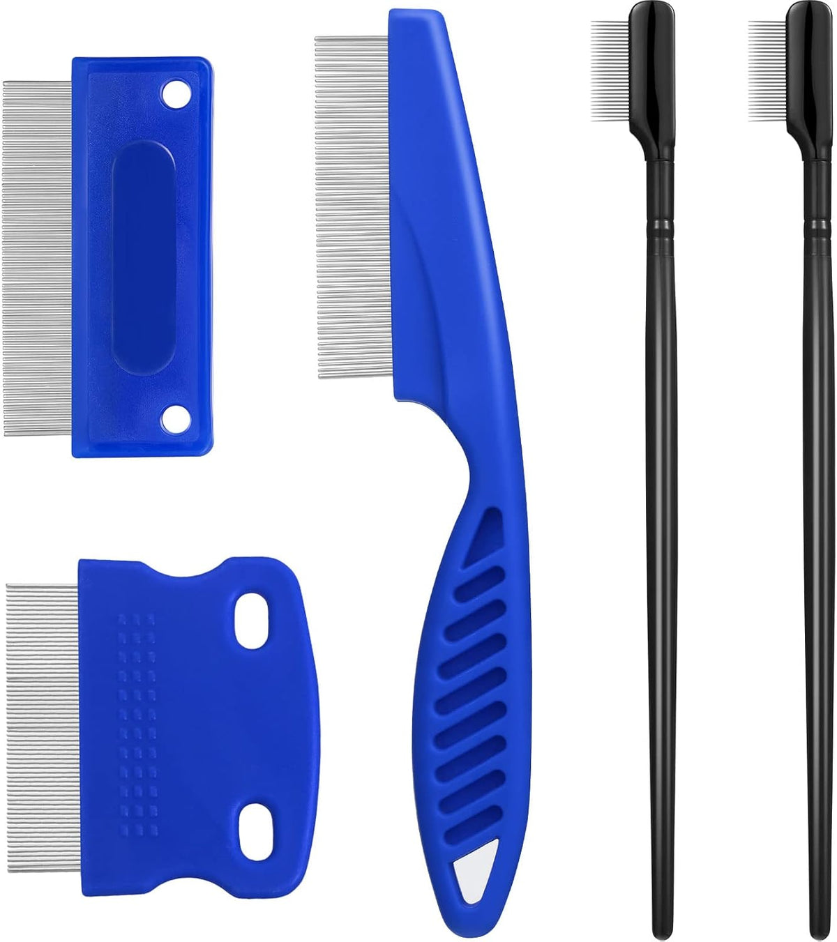5 Pieces Dog Eye Combs Tear Stain Remover Combs Pet Grooming Comb - Blue