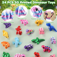 JOICEE 24Pcs 3D Printed Dinosaur Animals Mini Dinosaur Toys – Fun for Kids & Family - Multicolor - image 3