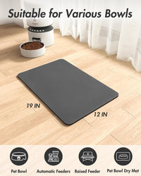 MontVoo-Absorbent Pet Feeding Mat-No Stains Pet Mat for Food - DARKGREY / 12"x19" - image 2