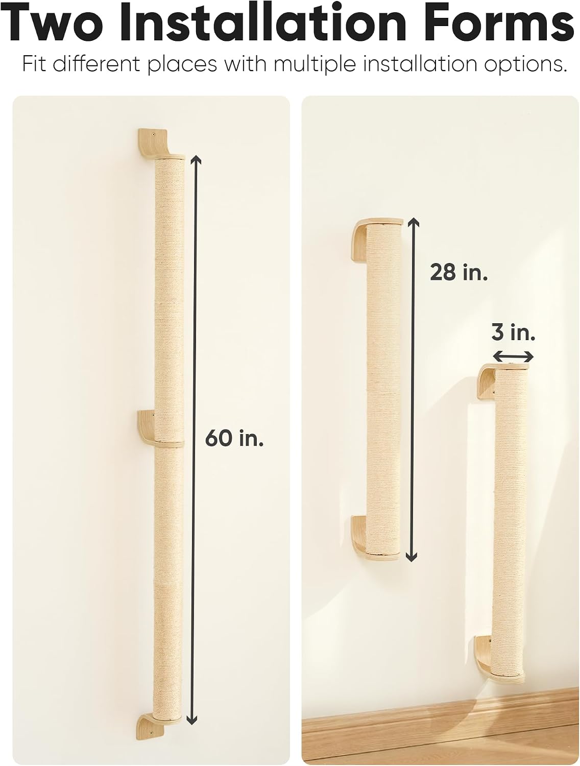 FUKUMARU Cat Wall Scratcher, 60" Tall Kitten Scratching Post – Essentials for Cats - 60 inch - image 4