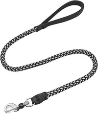Reflective Dog Leash 2/3/4/6/10ft Braided 1/2" Strong Nylon Rope – Essentials for Dogs - 3ft * 1/2" / Black