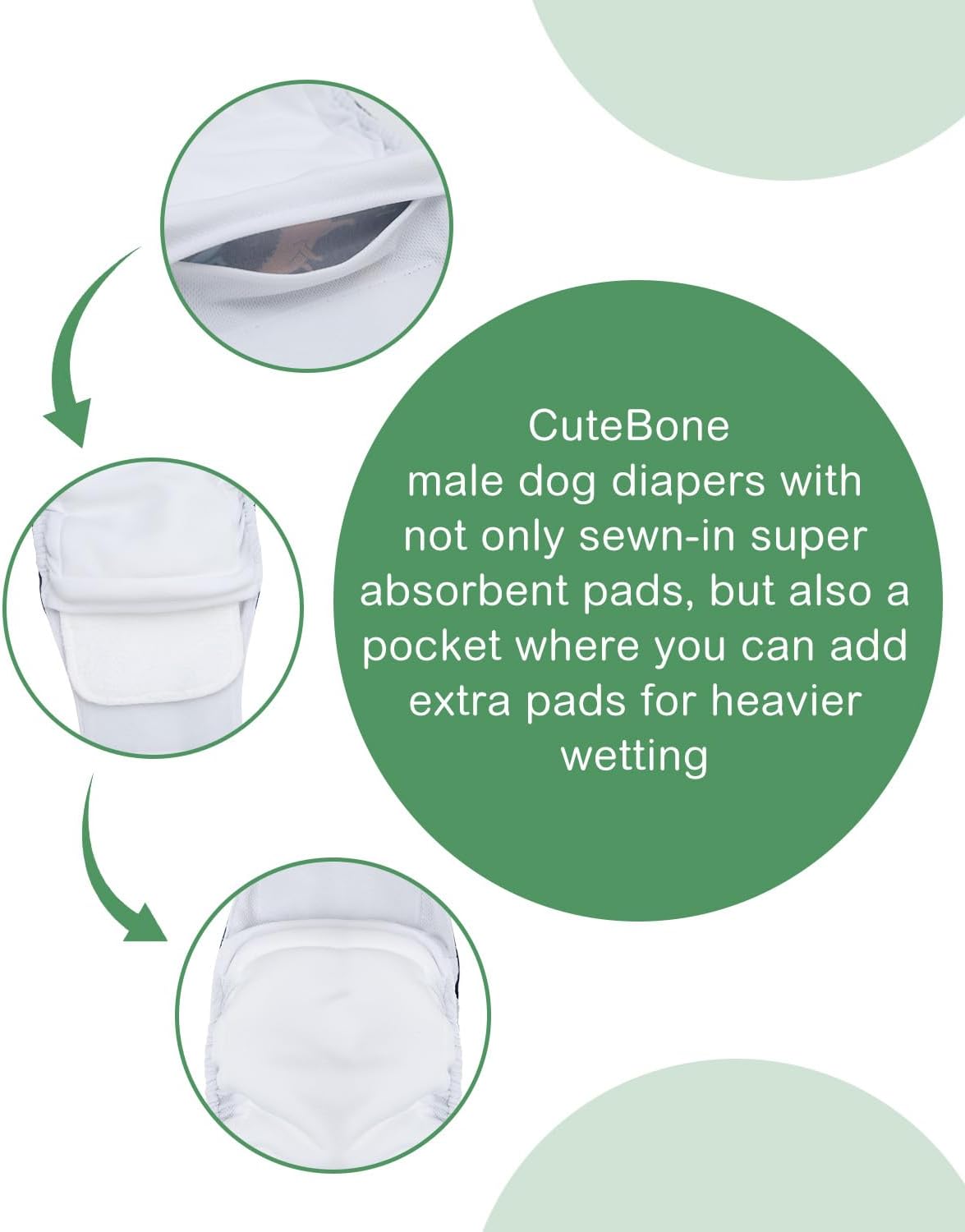 CuteBone Dog Diapers Male 4 Pack Puppy Wraps Reusable Doggie Belly - Cool boy / XS(9"-11") - image 3