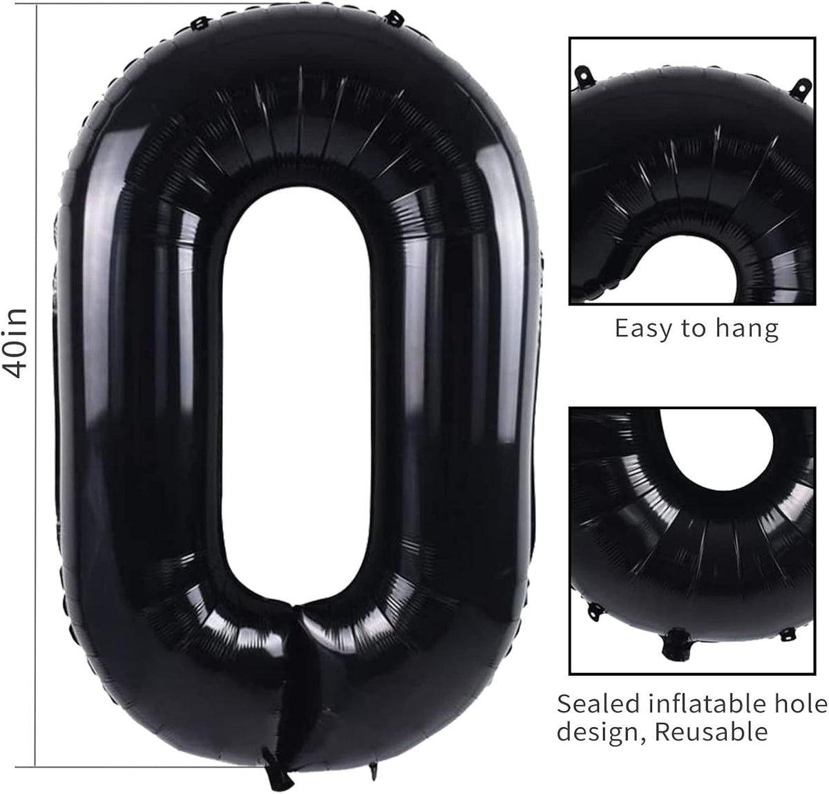40 Inch Gold Number 1 Balloon - Black Balloon / 40 Inch Number 40 - image 3