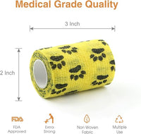 AUPCON Vet Wrap Cohesive Bandages Bulk Self Adhesive Bandage Wrap Self Adherent Wrap Non-Woven for Dogs Pet Animals & Ankle Sprains & Swelling 2 Inch x 5 Yards (3 Inch Claw)
