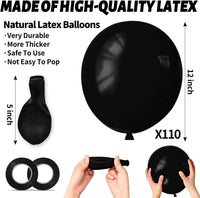 110pcs Black Balloon 12 inch - 12inch(normal) / A36-black - image 3