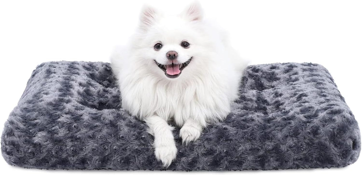 KSIIA Washable Dog Bed Medium Size Dog Crate Bed Plush Pet Mat - Dark Grey / 23.0"L x 18.0"W x 3.0"Th