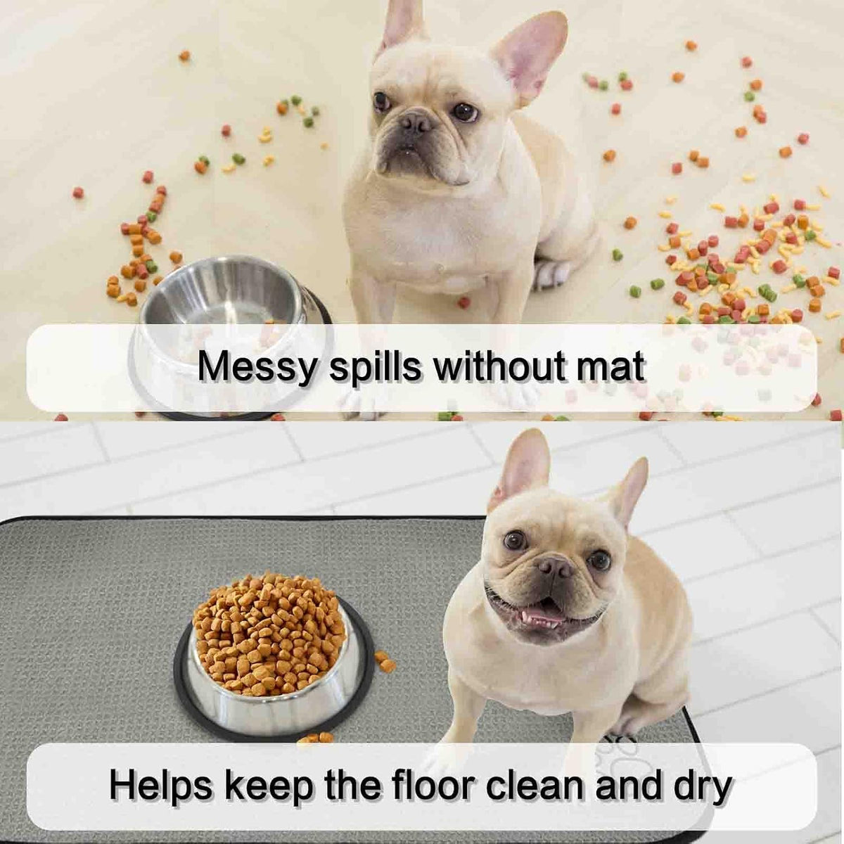 Dog Food Bowl Mat Pet Feeding Mat for Food Water 14.2x24In Grey – Essentials for Dogs - Grey Rectangle / 32"L x 21"W - image 4