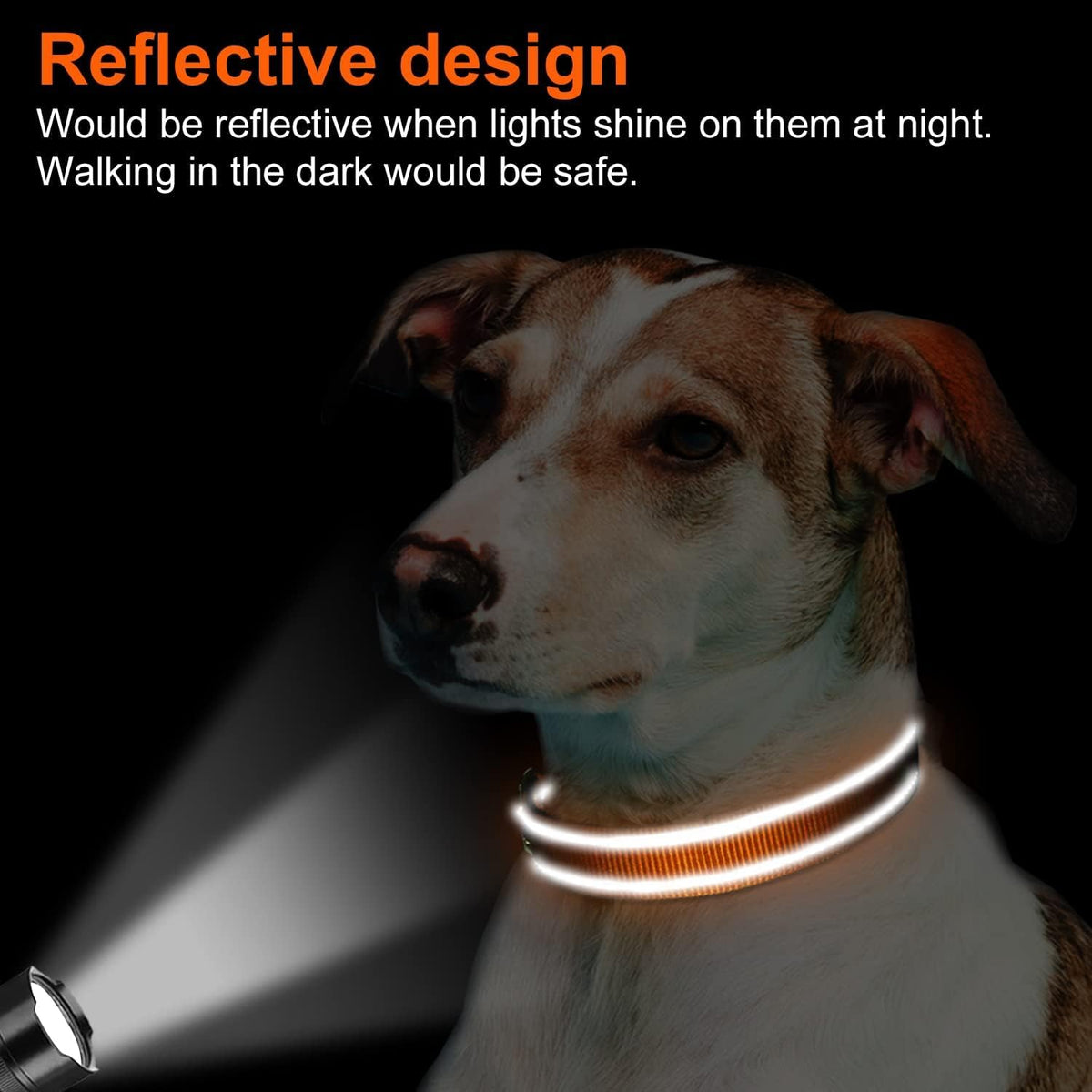 Joytale Reflective Dog Collar, Adjustable Neoprene Padded - Large (Pack of 1) / Orange - image 2
