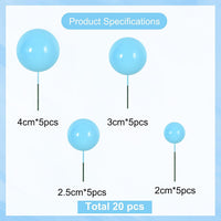 BEISHIDA 20 PCS Gold Mini Ball Cake Toppers Foam Cake Balls - Ball-light Blue - image 2