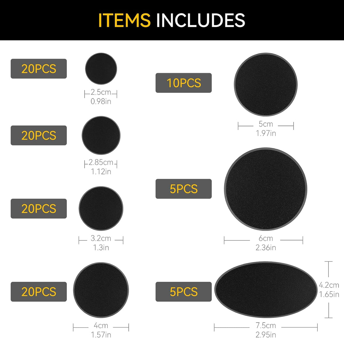 FIGURESLAB 100 black textured plastic miniature bases in 7 sizes - view 10