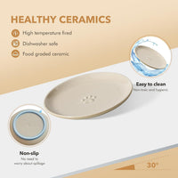 Elevated Cat Bowls, Cat Food and Water Bowl Set - Vintage Latte / 3 Dishes - image 3