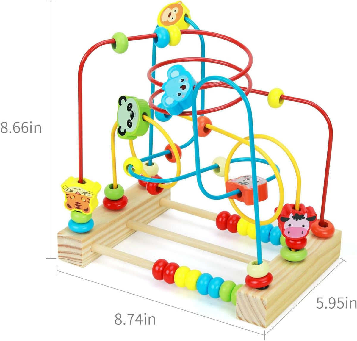 QZMTOY Bead Maze Toy for Toddlers Wooden Bead Toys Colorful Roller - image 3