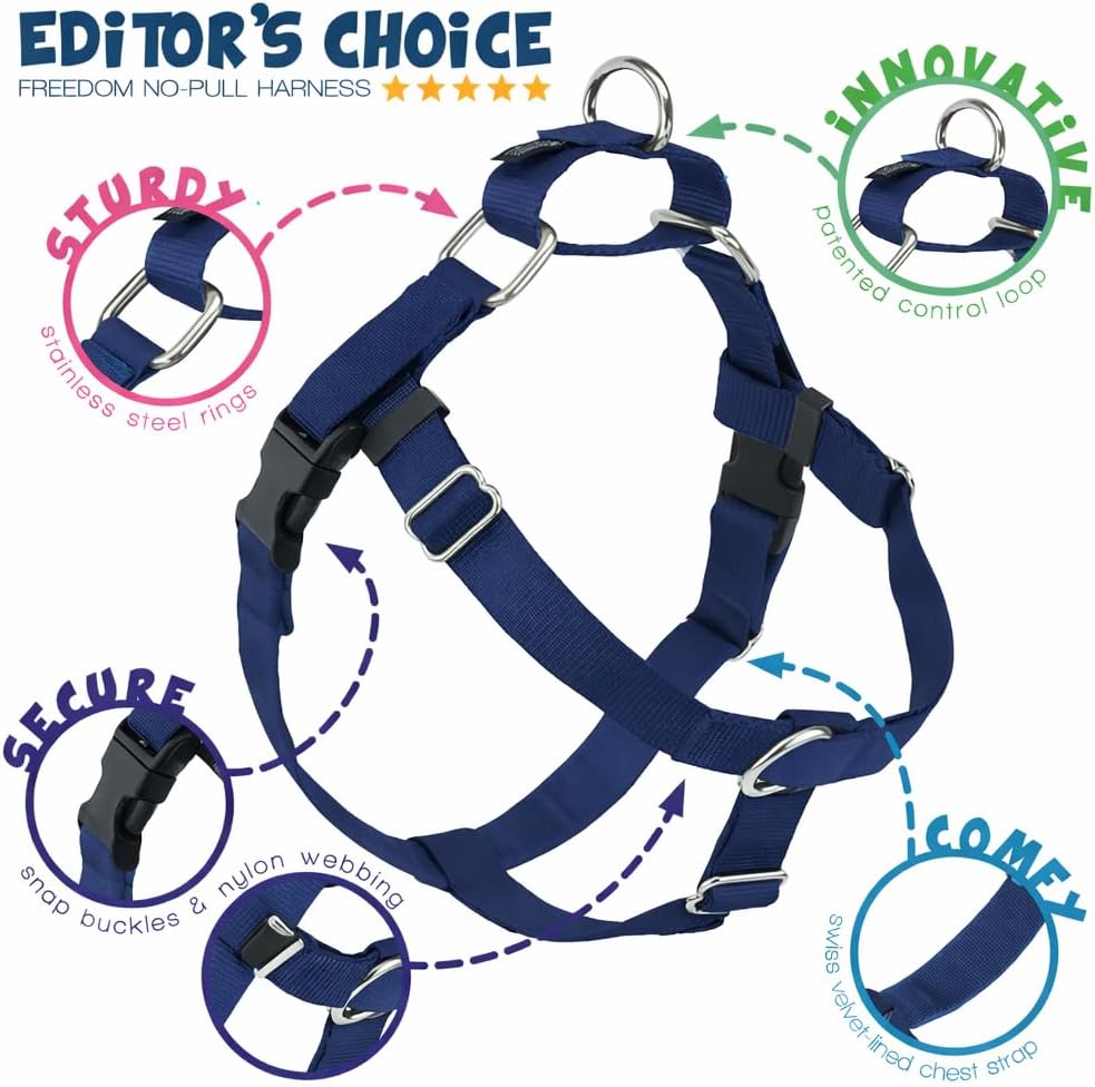 2 Hounds Design Freedom No Pull Dog Harness and Leash, 1" LG - Navy / SM (Chest 20" - 24") - image 2