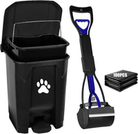 Dog Poop Trash Can Outside with Poop Scooper - Black / 20L