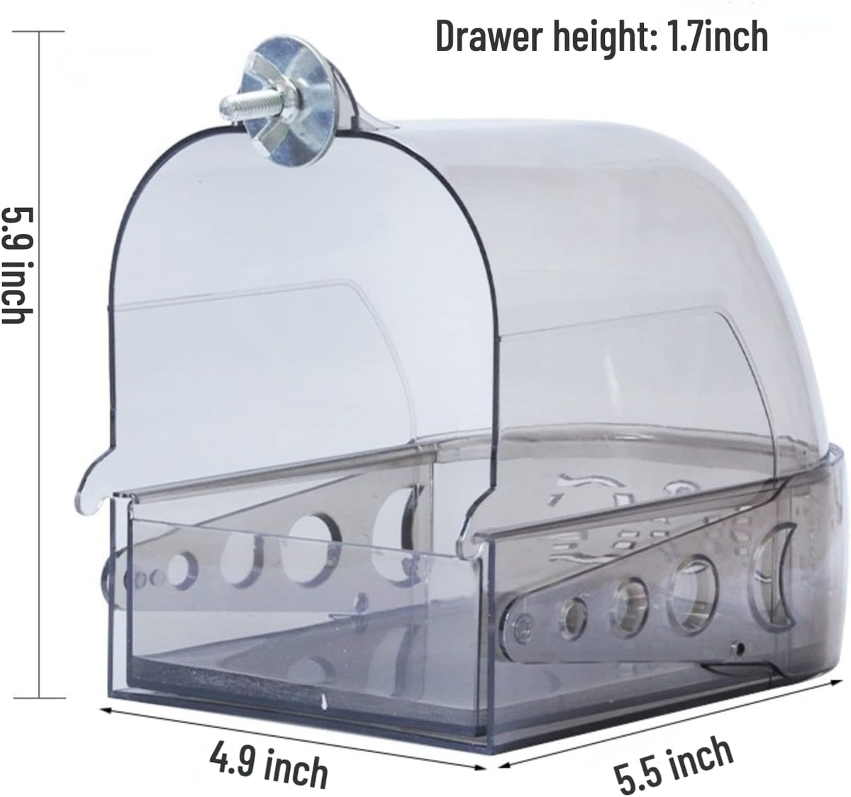 Bird Bath Cage, Cleaning Pet Supplies Cockatiel Bird Clear Bathtub with Bottom Drawer for Little - image 2