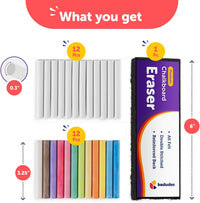 kedudes Dustless Chalk with Eraser, 24pk - image 3