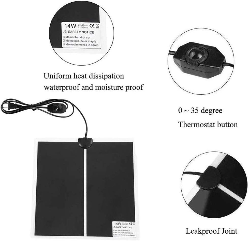 Reptile Heating Pad with Temperature Adjustment - 11 x 11 IN - image 3