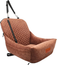 WOOAIDAGG Dog Car Seat for Small Dogs, Ultra-Soft Fabric - Brown