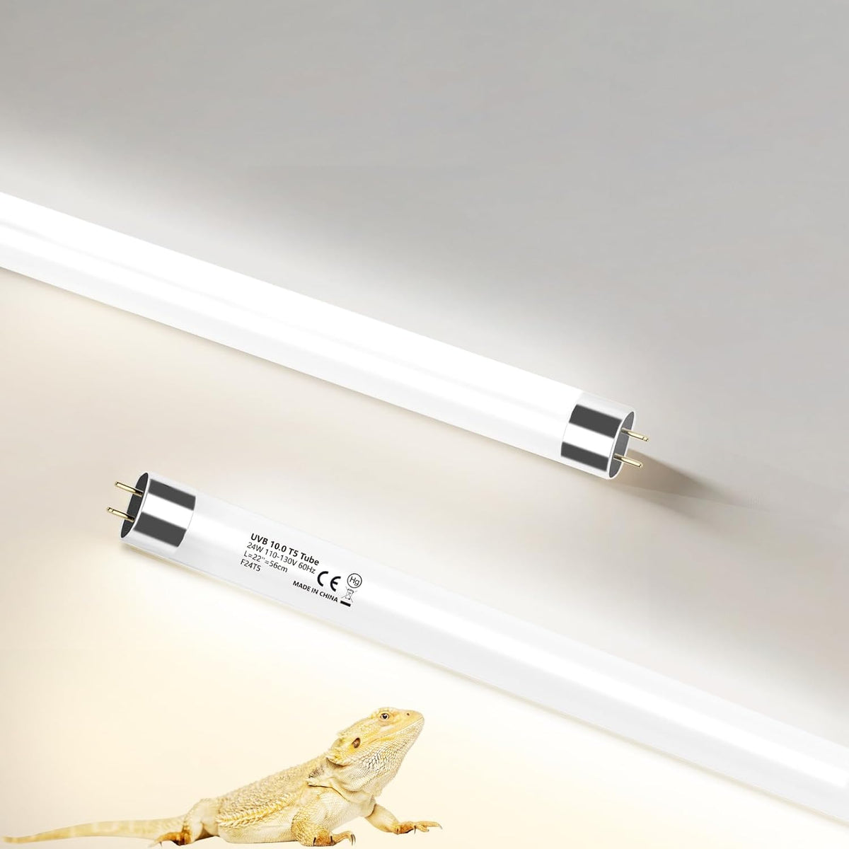 8W T5 10.0 UVB Reptile Light Fixture 12" - Bulb White / 24W 22 Inch