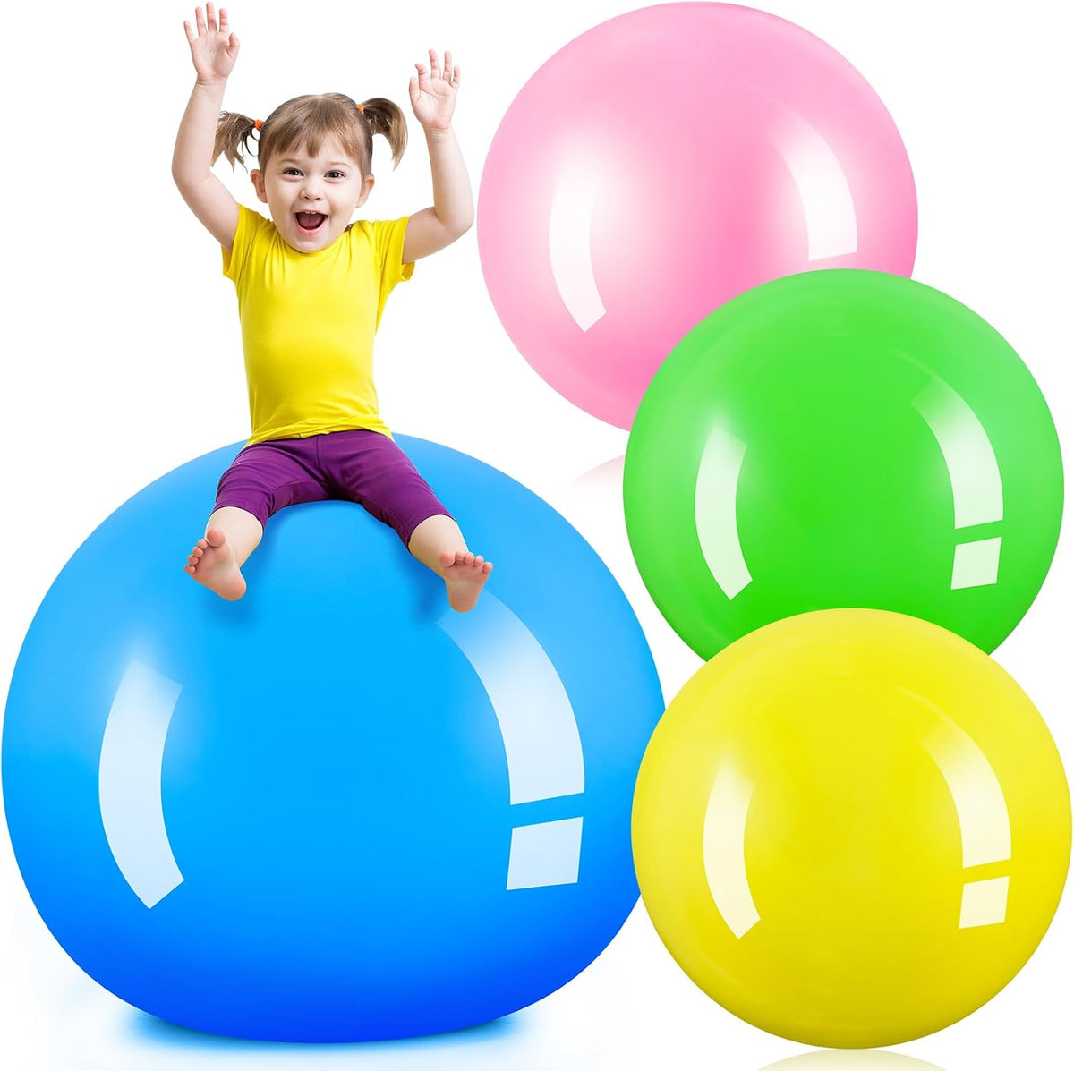 Jenaai giant inflatable bouncy balls in red and blue, 30 inches across - view 4