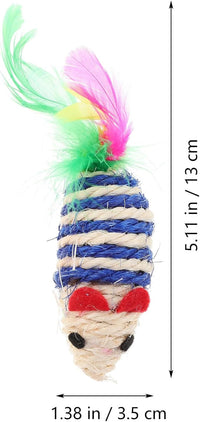 LUOZZY 4Pcs Cat Mouse Toys Adorable Sisal Mice Toys Kitten Chewing Toy Funny Indoor Animal Shape Props Pet Supplies - Blue+Pink 1.38x5.11in