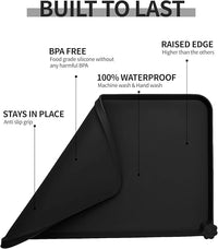 Waterproof Pet Feeding Mat with High Raised Edges, Heavier and Thicker Placemats for Cat Dog Water Bowl with BPA Free, Dogs Cats Food Mats for Messy Drinkers to Prevent Spill and Protect Floors