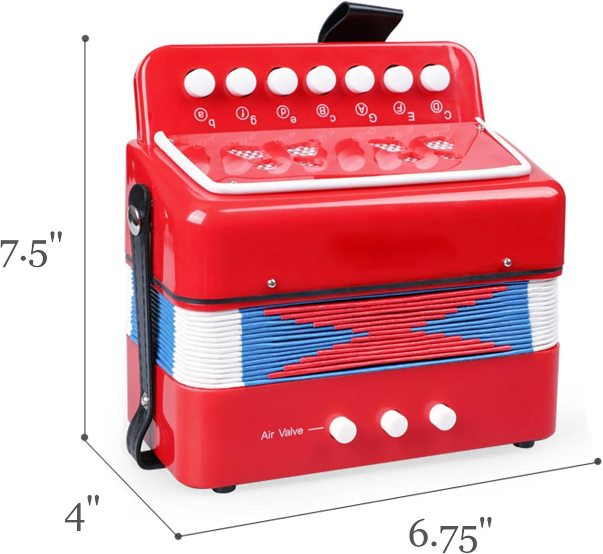 Tosnail small red accordion with 10 keys and buttons for beginners - view 2