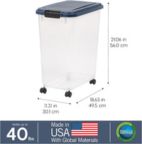 IRIS USA Airtight Pet Food Storage Rolling Container - 40 lbs / Navy - image 3