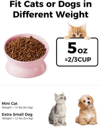 Elevated Cat Food Bowl, 5 Oz Ceramic Raised and Tilted Water Bowl, Anti Vomiting and Protect Pets' - Pink / 5 OZ - 2 Pack - image 2