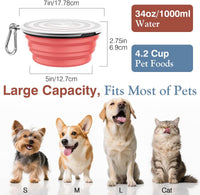 Pawaboo Collapsible Travel Dog Bowls 2 Pack with Lids&Carabiners - 1000ml(Pack of 2) / Light Pink + Blue - image 4