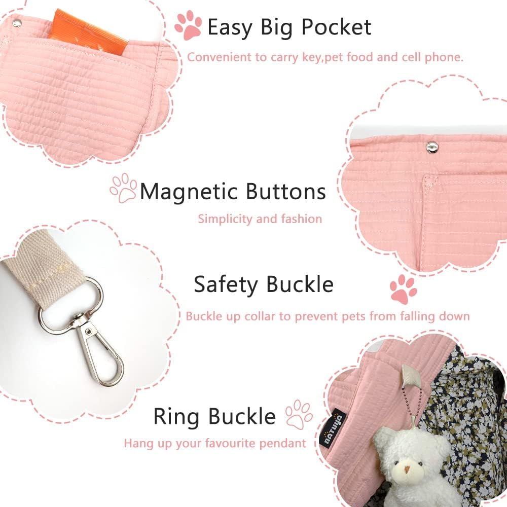 NATUYA Small Dog Cat Carrier Sling - Pink / Canvas-Adjustable Strap - image 4