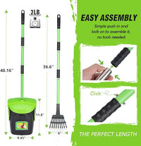 MXF Pooper Scooper Swivel Bin & Rake Kit with 20 Waste Bags, 36.6" Long Handle Adjustable Portable Non-Breakable Dog Pooper Scooper for Large Medium Small Dogs, Poop Scooper for Lawn Yard Dog Kennel