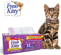 15 Count Fresh Kitty Litter Box Liners Super Thick, Durable - White/Pink / 15 Count (Pack of 1)