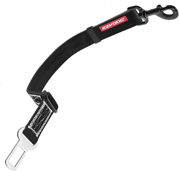 EzyDog CLICK – Dog Seat Belt for Car, Dog Harness Adjustable Seatbelt Attachment – Heavy Duty Nylon Seat Belt Webbing (17.5in - 26in)