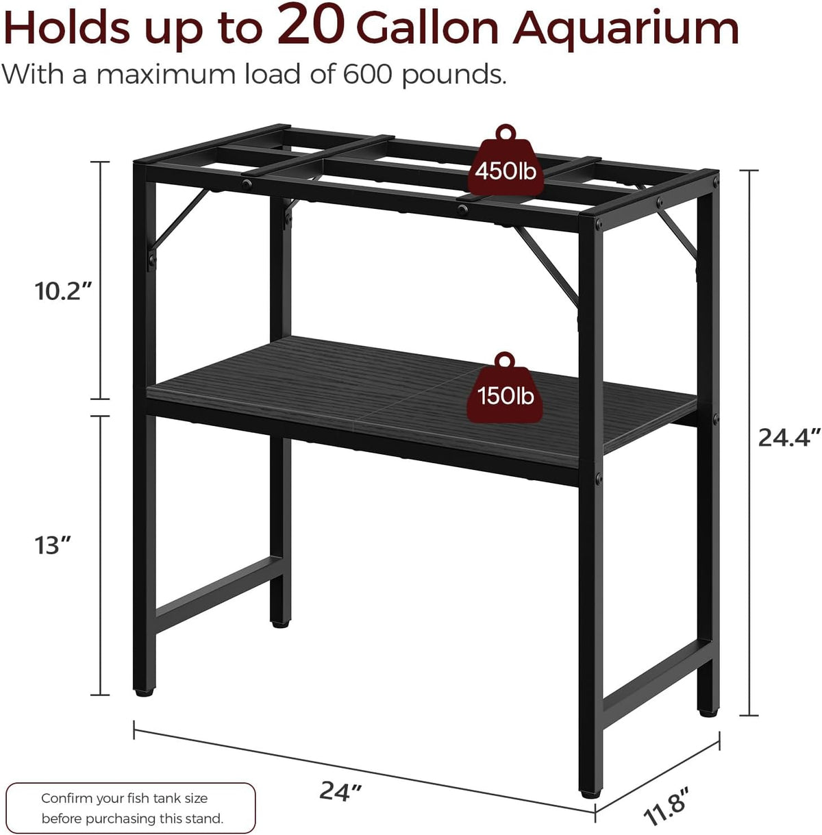 MAHANCRIS 20 Gallon Fish Tank Stand - Black / 20 Gallon - image 2