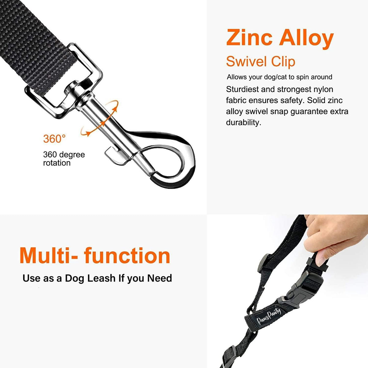 PawsPawty 2 Pack Headrest Dog Car Safety Seat Belt Adjustable Nylon - image 4