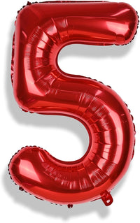 Checkered Number Balloon 1 - Red / Number 5