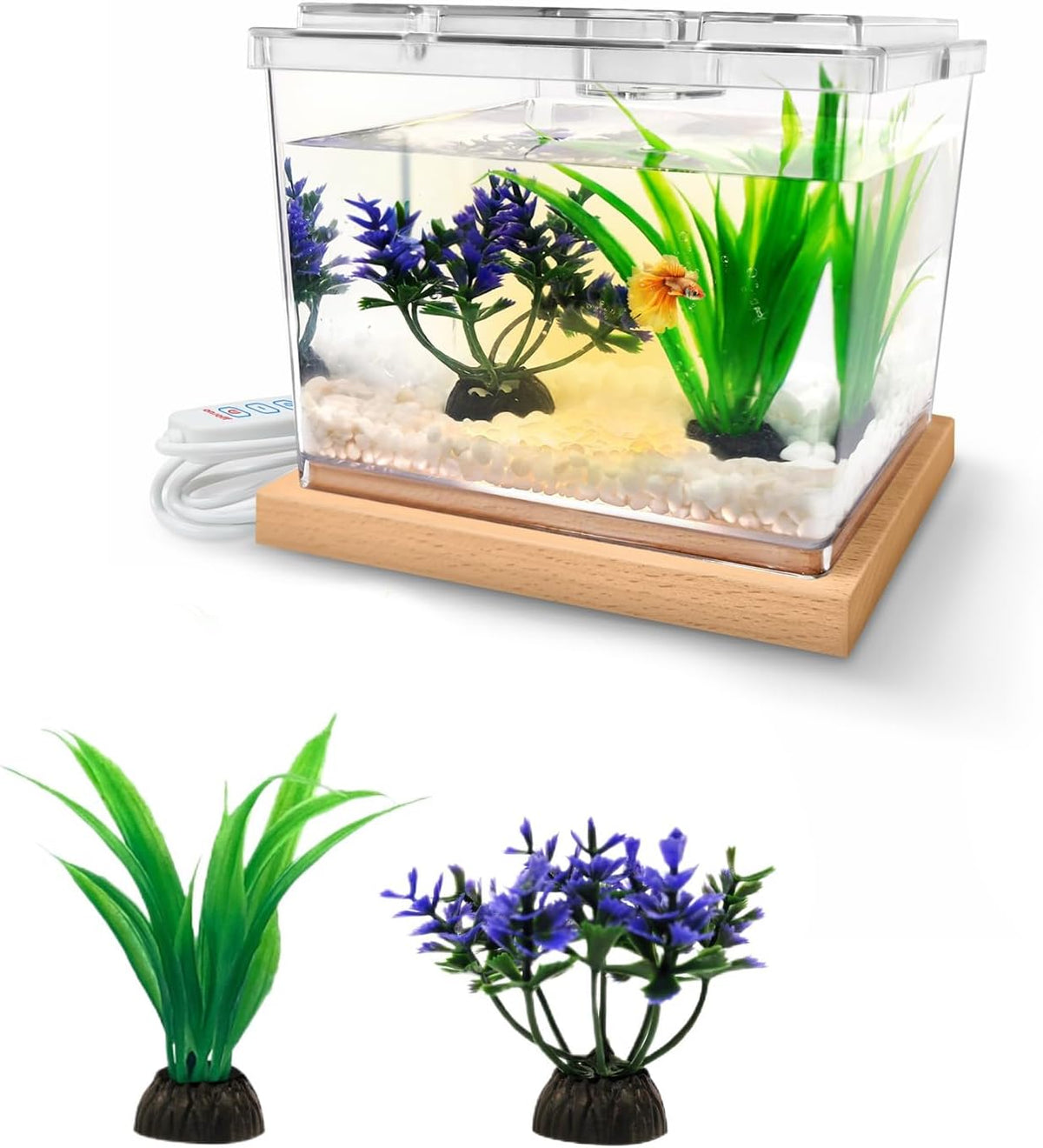 MoonOrange Mini Betta Fish Tank Kit with LED Light Base - Mini Tank Kit 02