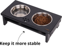 HTB Elevated Dog Bowls,Raised Dog Bowl Stand with 2 Stainless Steel Bowls,Elevated Raised Dog Bowls - small-4“tall,21 Oz bowl / Black - image 4