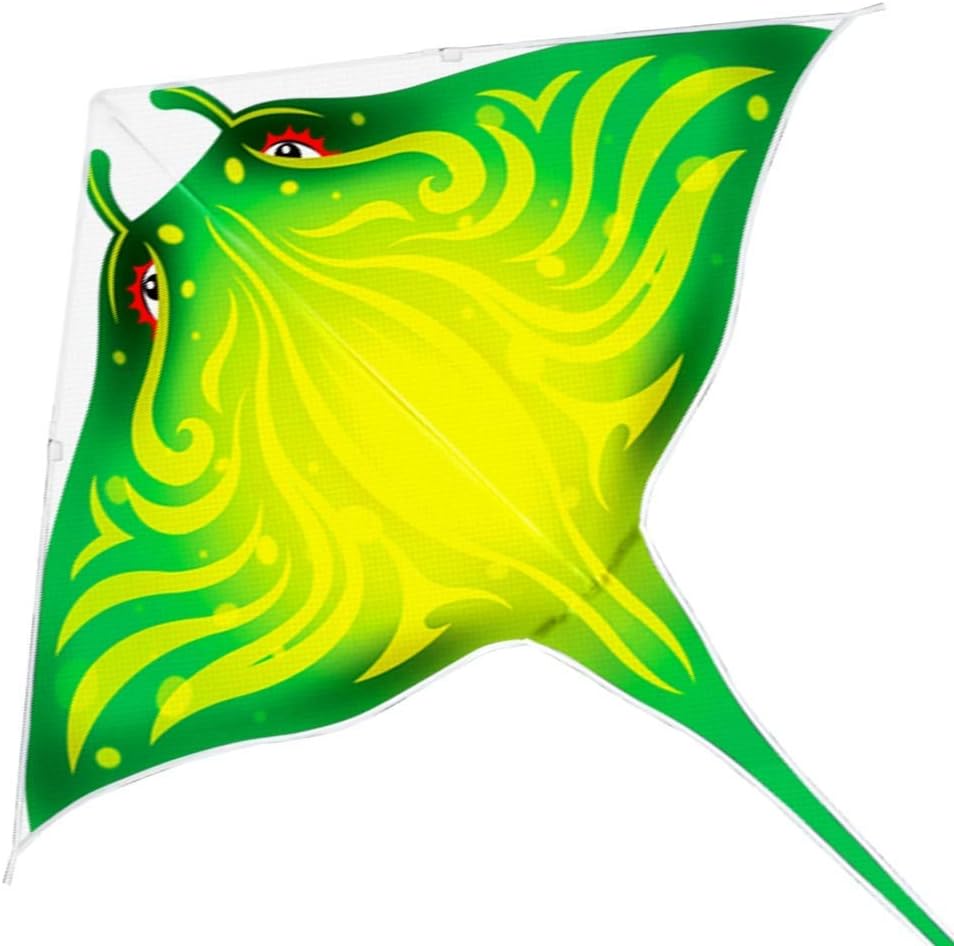 Devil Fish manta ray beach kite for kids in blue ripstop nylon with kite string