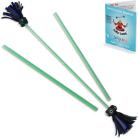 Green Jolly Jrs beginner juggling flower sticks with rubber grip handsticks and vinyl tassels