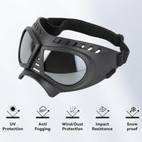 Small Dog Goggles Windproof for Small-Medium Breeds Dog Sunglasses Anti-UV with Adjustable Straps - Silver