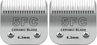 10# Grooming Ceramic Pet Clipper Blades Compatible with Andis & Oster - Silver / 5FC 6.3mm (2 Pack)