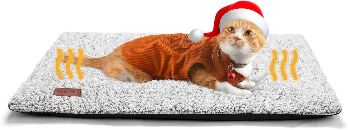 Mora Pets Self Warming Cat Bed Self Heating Cat Dog Mat Pet Pad - 29.1"L x 18.9"W x 1.0"Th / A-Light Gray