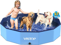 VISTOP Extra Large Foldable Dog Pool XXL - XL- 57" x 12" / Blue