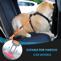 SlowTon Dog Seat Belt for Car - E.Orange / Medium/Large (Headrest + Clip) - image 3