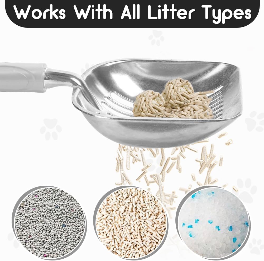 Showvigor Cat Litter Scoop, Metal Cat Scooper - Greige - image 3